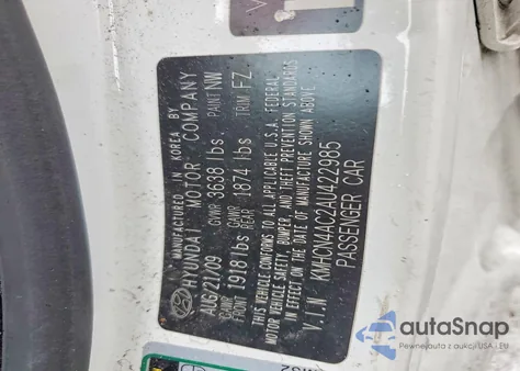 2010 Hyundai Accent Gls z USA, uszkodzony, nr VIN KMHCN4AC2AU422985